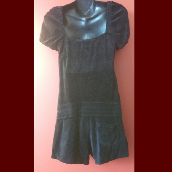 Juicy Couture Velvety Black Romper, Gold Trim - Picture 7 of 7